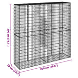 Cesto Gabbione con Copertura 200x50x200 cm in Ferro Zincato