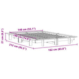Letto senza Materasso Marrone Cera 140x190 cm in Legno di Pino