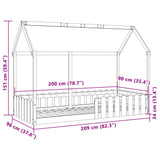 Giroletto Casetta per Bambini 90x200 cm Legno Massello di Pino