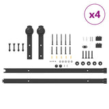 Kit di Binari per Porte Scorrevoli 183 cm Acciaio Nero