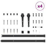 Kit di Binari per Porte Scorrevoli 152,5 cm Acciaio Nero