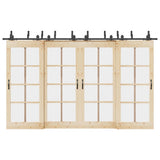 Kit di Binari per Porte Scorrevoli 366 cm Acciaio Nero