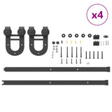 Kit di Binari per Porte Scorrevoli 183 cm Acciaio Nero