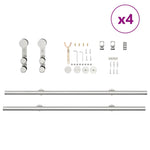 Kit Binari Porta Scorrevole 200 cm Acciaio Inossidabile Argento