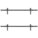 Kit di Binari per Porte Scorrevoli 305 cm Acciaio Nero