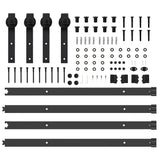 Kit di Binari per Porte Scorrevoli 305 cm Acciaio Nero