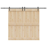 Kit di Binari per Porte Scorrevoli 305 cm Acciaio Nero