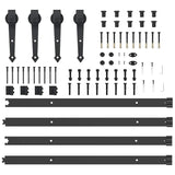 Kit di Binari per Porte Scorrevoli 305 cm Acciaio Nero