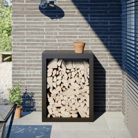 Rastrelliera per Legna da Ardere Nera 60x40x80 cm in Acciaio