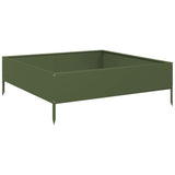 Fioriera Rialzata Giardino Verde Oliva 100x100x33,5 cm Acciaio
