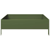 Fioriera Rialzata Giardino Verde Oliva 100x100x33,5 cm Acciaio