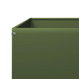 Fioriera Rialzata Giardino Verde Oliva 100x100x33,5 cm Acciaio