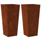 Fioriere da Giardino 2 pz 35x35x75 cm in Acciaio Corten