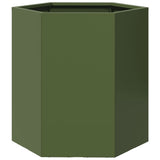 Fioriera da Giardino Verde Oliva Esagono 46x40x45 cm Acciaio