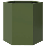 Fioriera da Giardino Verde Oliva Esagono 46x40x45 cm Acciaio
