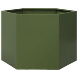 Fioriera da Giardino Verde Oliva Esagono 69x60x45 cm in Acciaio