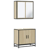 Set Mobili da Bagno 2 pz Rovere Sonoma in Legno truciolato