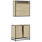 Set Mobili da Bagno 2 pz Rovere Sonoma in Legno truciolato