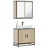 Set Mobili da Bagno 2 pz Rovere Sonoma in Legno truciolato