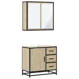 Set Mobili da Bagno 2 pz Rovere Sonoma in Legno truciolato