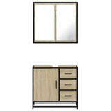 Set Mobili da Bagno 2 pz Rovere Sonoma in Legno truciolato
