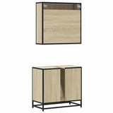 Set Mobili da Bagno 2 pz Rovere Sonoma in Legno truciolato