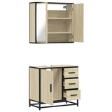Set Mobili da Bagno 2 pz Rovere Sonoma in Legno truciolato