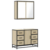 Set Mobili da Bagno 2 pz Rovere Sonoma in Legno truciolato