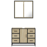 Set Mobili da Bagno 2 pz Rovere Sonoma in Legno truciolato