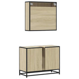 Set Mobili da Bagno 2 pz Rovere Sonoma in Legno truciolato