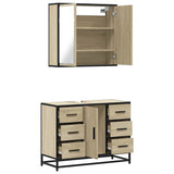 Set Mobili da Bagno 2 pz Rovere Sonoma in Legno truciolato
