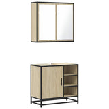 Set Mobili da Bagno 2 pz Rovere Sonoma in Legno truciolato