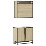 Set Mobili da Bagno 2 pz Rovere Sonoma in Legno truciolato