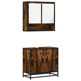 Set Mobili da Bagno 2 pz Rovere Fumo in Legno truciolato