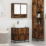 Set Mobili da Bagno 2 pz Rovere Fumo in Legno truciolato