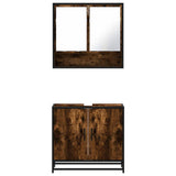 Set Mobili da Bagno 2 pz Rovere Fumo in Legno truciolato