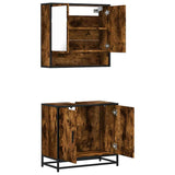 Set Mobili da Bagno 2 pz Rovere Fumo in Legno truciolato