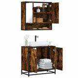 Set Mobili da Bagno 2 pz Rovere Fumo in Legno truciolato
