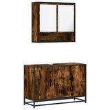 Set Mobili da Bagno 2 pz Rovere Fumo in Legno truciolato