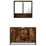 Set Mobili da Bagno 2 pz Rovere Fumo in Legno truciolato