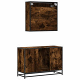 Set Mobili da Bagno 2 pz Rovere Fumo in Legno truciolato