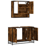 Set Mobili da Bagno 2 pz Rovere Fumo in Legno truciolato