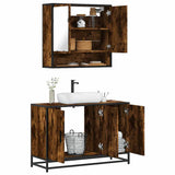 Set Mobili da Bagno 2 pz Rovere Fumo in Legno truciolato