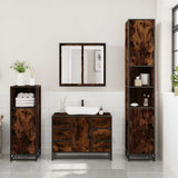 Set Mobili da Bagno 3 pz Rovere Fumo in Legno truciolato