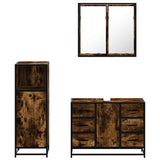 Set Mobili da Bagno 3 pz Rovere Fumo in Legno truciolato