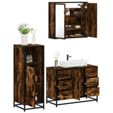 Set Mobili da Bagno 3 pz Rovere Fumo in Legno truciolato