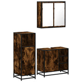 Set Mobili da Bagno 3 pz Rovere Fumo in Legno truciolato