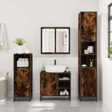 Set Mobili da Bagno 3 pz Rovere Fumo in Legno truciolato