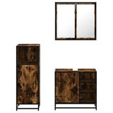 Set Mobili da Bagno 3 pz Rovere Fumo in Legno truciolato