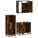 Set Mobili da Bagno 3 pz Rovere Fumo in Legno truciolato